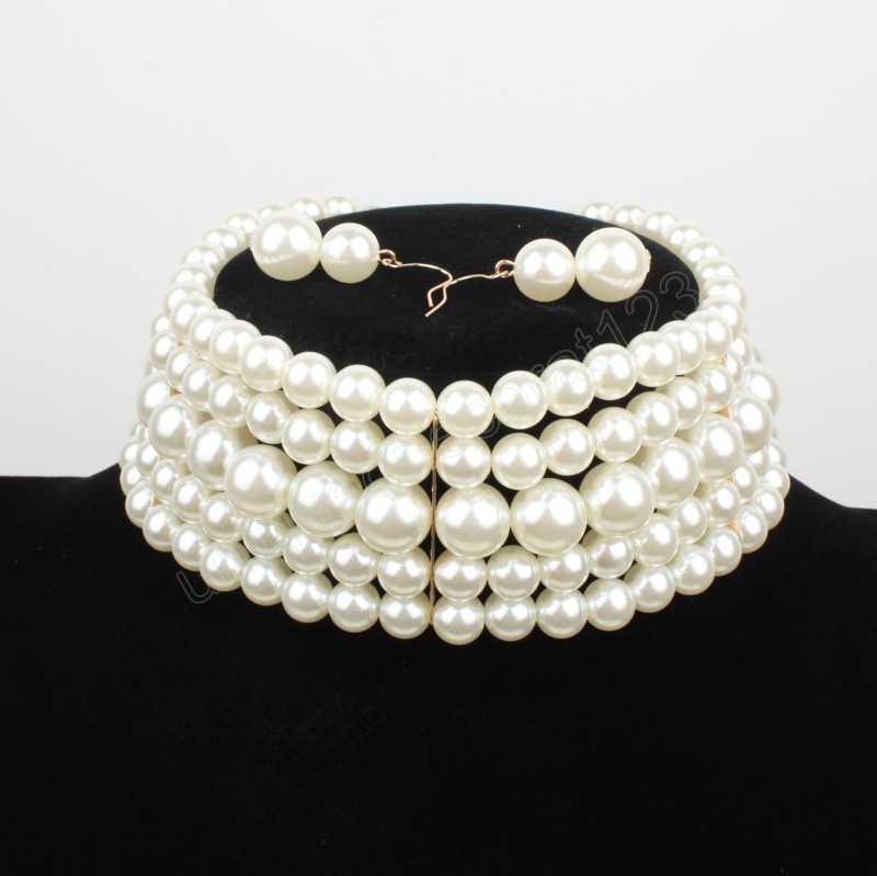 Handmade Vintage Simulation Round Pearl Choker Necklace Elegant Adjustable Multilayer Beaded Necklace Earrings For Women, As picture
Handmade Vintage Simulation Round Pearl Choker Necklace Elegant Adjustable Multilayer Beaded Necklace Earrings For Women, As picture