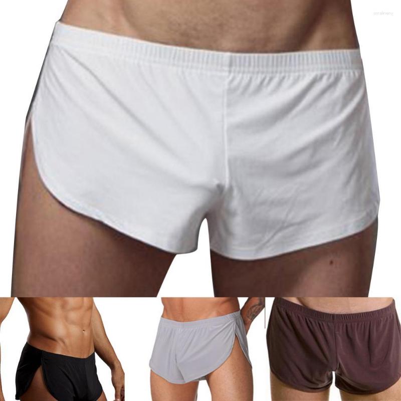 Underpants Solid Color Casual Men Elastic Waistband Split Shorts Underwear Home Sportswear, White
Underpants Solid Color Casual Men Elastic Waistband Split Shorts Underwear Home Sportswear, White