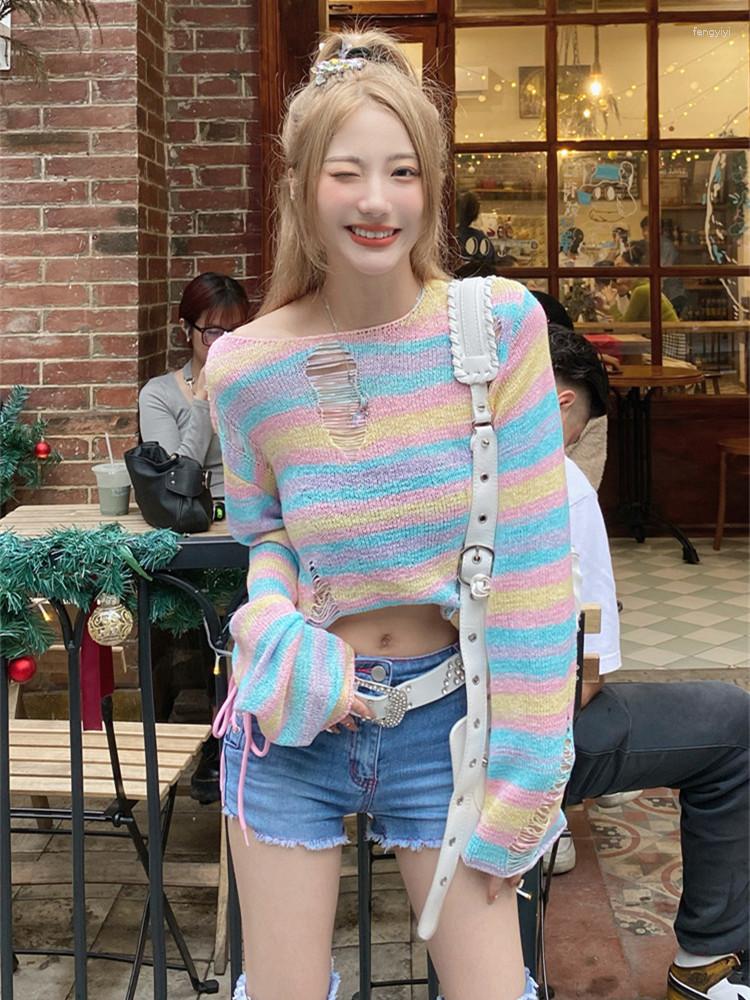 Women' Knits Korejepo Korean Rainbow Stripe Top Long Sleeved Knitted Cover Up 2023 Blouse Spring Summer Gentle Spicy Girl Short Bottom Tops, Blue stripe
Women' Knits Korejepo Korean Rainbow Stripe Top Long Sleeved Knitted Cover Up 2023 Blouse Spring Summer Gentle Spicy Girl Short Bottom Tops, Blue stripe