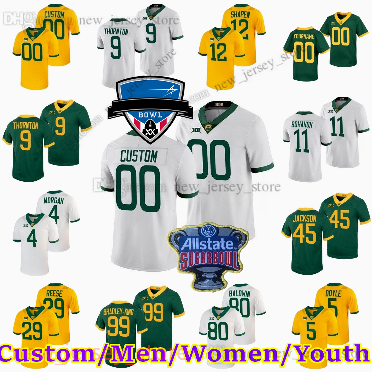 Custom NCAA Baylor Bears Football Stitched Jerseys 80 Monaray Baldwin 4 Christian Morgan 5 Dillon Doyle 29 Richard Reese Lorando Johnson Jalen Pitre Men Women Youth, Patch please message
Custom NCAA Baylor Bears Football Stitched Jerseys 80 Monaray Baldwin 4 Christian Morgan 5 Dillon Doyle 29 Richard Reese Lorando Johnson Jalen Pitre Men Women Youth, Patch please message