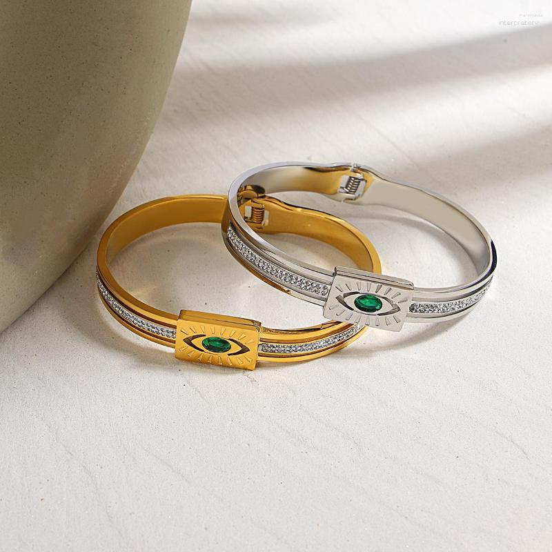 Bangle Greatera Delicate Green Cubic Zirconia Stainless Steel Eye Bangles For Women Gold Color Metal Bracelets Trendy Jewelry
Bangle Greatera Delicate Green Cubic Zirconia Stainless Steel Eye Bangles For Women Gold Color Metal Bracelets Trendy Jewelry