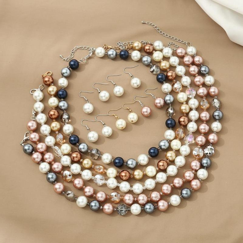 Necklace Earrings Set European And American Colored Pearl Female Fashion Elegant Jewelry Suit, Picture shown
Necklace Earrings Set European And American Colored Pearl Female Fashion Elegant Jewelry Suit, Picture shown