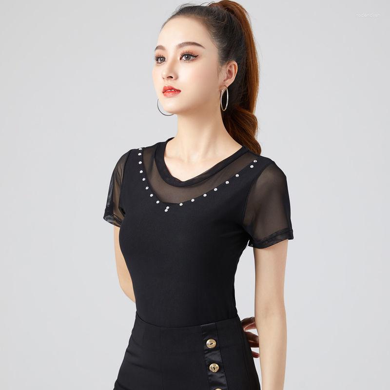 Stage Wear Latin Dance Top Women 2023 Clothes Fashion Summer Short Sleeve Modern Practice, Black
Stage Wear Latin Dance Top Women 2023 Clothes Fashion Summer Short Sleeve Modern Practice, Black