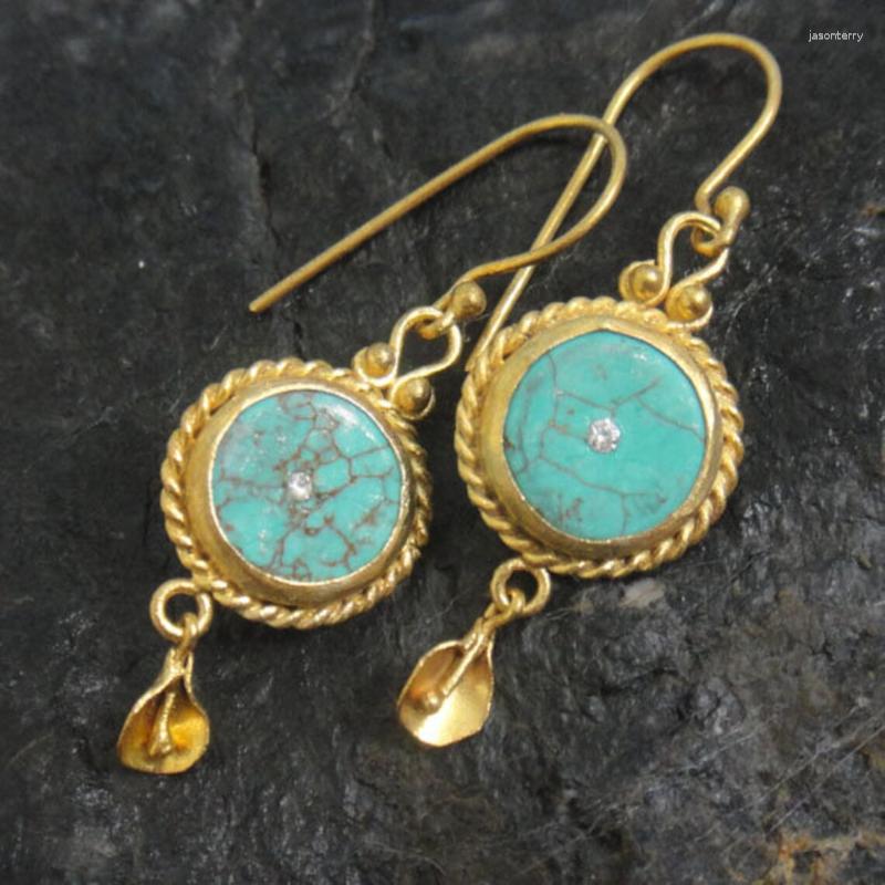 Dangle Earrings Vintage Round Inlaid Green Stone Ancient National Style Gold Color Hand Carved Patterns Hook
Dangle Earrings Vintage Round Inlaid Green Stone Ancient National Style Gold Color Hand Carved Patterns Hook