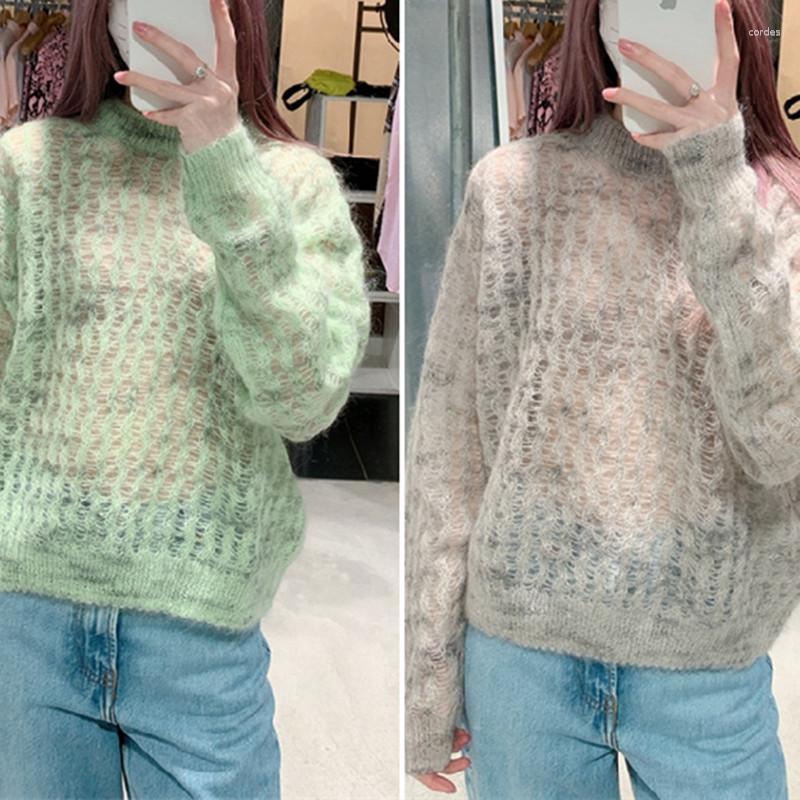 Women' Sweaters Women Thin Mohair Sweater O-neck Hollow Out Long Sleeve Casual 2023 Knitted Pullover Top Early Autumn, Green
Women' Sweaters Women Thin Mohair Sweater O-neck Hollow Out Long Sleeve Casual 2023 Knitted Pullover Top Early Autumn, Green