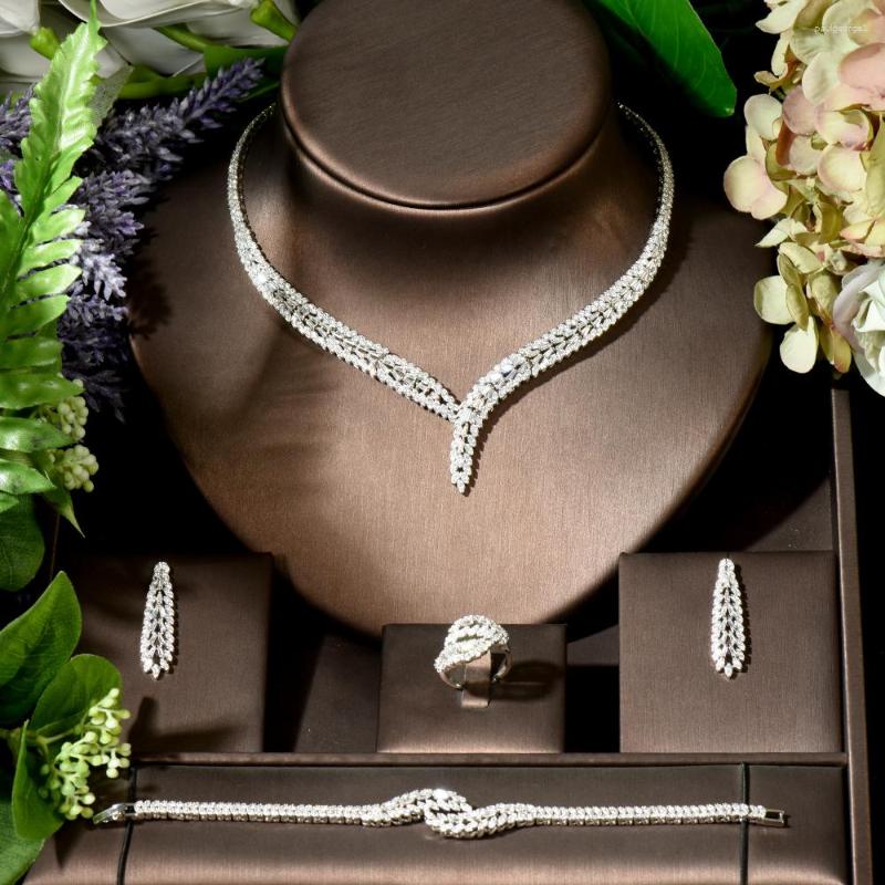 Necklace Earrings Set Fashion Trendy 4PCS Full Micro CZ Luxury African Jewelry For Women Wedding Party Zircon Crystal Neckalce N-1908, Picture shown
Necklace Earrings Set Fashion Trendy 4PCS Full Micro CZ Luxury African Jewelry For Women Wedding Party Zircon Crystal Neckalce N-1908, Picture shown