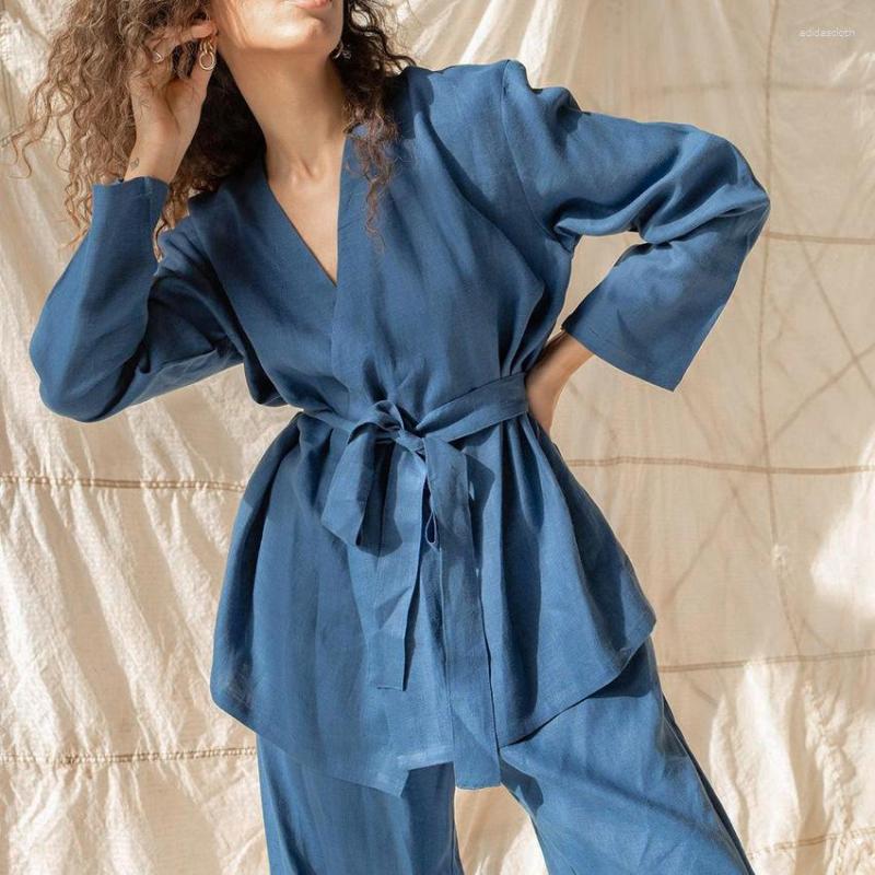 Women' Sleepwear Cotton Linen Pajamas Set Women Robe With Pants Spring Autumn Winter Pyjamas For Female, White
Women' Sleepwear Cotton Linen Pajamas Set Women Robe With Pants Spring Autumn Winter Pyjamas For Female, White