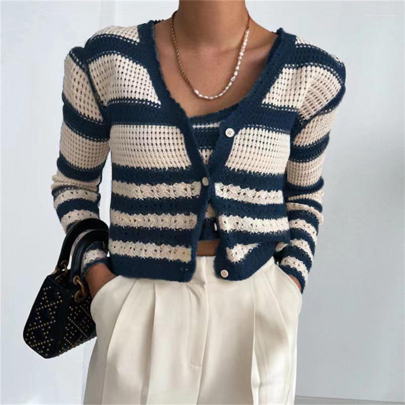 Women's Knits Knitwears Women Hollow-out Sweater Stripe Knitted Cardigan Autumn/winter 2023 Coat Two-piece With A Suits, Sky blue
Women's Knits Knitwears Women Hollow-out Sweater Stripe Knitted Cardigan Autumn/winter 2023 Coat Two-piece With A Suits, Sky blue