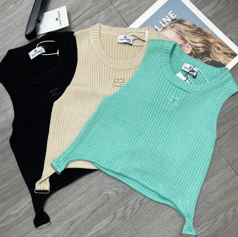 23ss courreges Women's Tanks Beads Knitted vest Sexy sleeveless sweater Rose tank top, Khaki
23ss courreges Women's Tanks Beads Knitted vest Sexy sleeveless sweater Rose tank top, Khaki