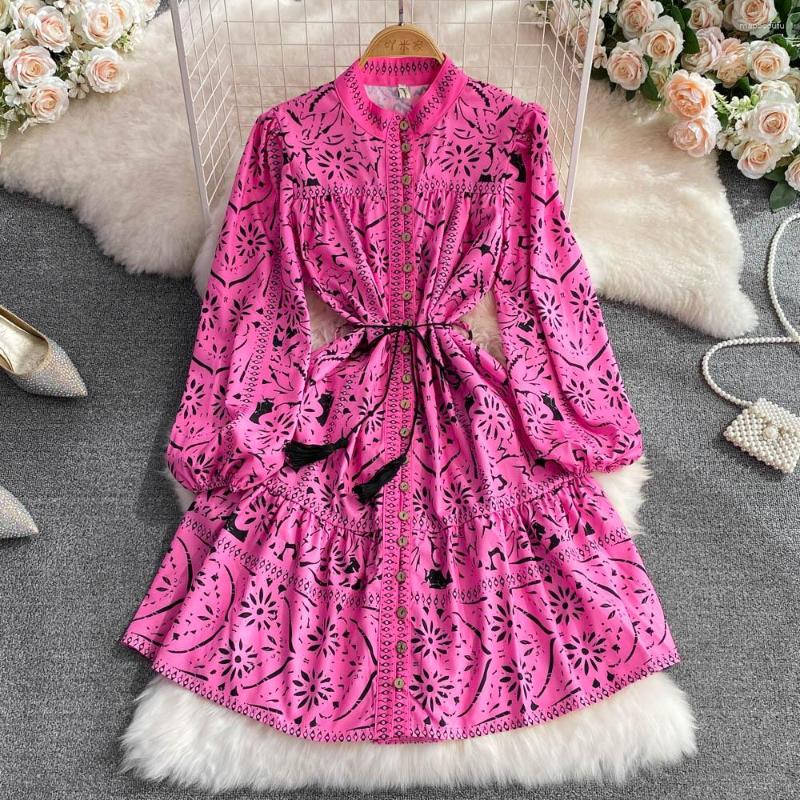 Casual Dresses Stand Collar Lantern Long Sleeve High Waist Slim Single-Breasted Printed A-Line Dress Spring And Autumn Women's Vestidos, Picture color
Casual Dresses Stand Collar Lantern Long Sleeve High Waist Slim Single-Breasted Printed A-Line Dress Spring And Autumn Women's Vestidos, Picture color