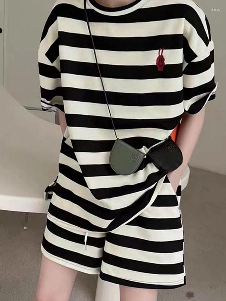Women's Tracksuits Summer Sets Women Embroidery Loose O-neck Striped Short Sleeve T-shirt Elastic Waist Wide Leg Shorts Casual 2 Piece Suits, Stripe
Women's Tracksuits Summer Sets Women Embroidery Loose O-neck Striped Short Sleeve T-shirt Elastic Waist Wide Leg Shorts Casual 2 Piece Suits, Stripe