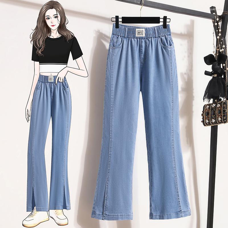 Women's Jeans Patches Ice Silk Flared Women Summer Soft Split High Waist Pants Femme Thin Loose Casual Ankle Length Denim Mujer, Blue
Women's Jeans Patches Ice Silk Flared Women Summer Soft Split High Waist Pants Femme Thin Loose Casual Ankle Length Denim Mujer, Blue