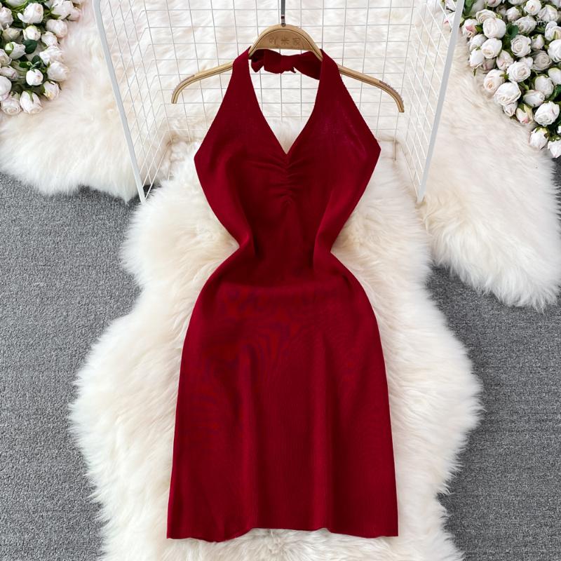 Casual Dresses Women Mini Dress Summer Korean Style Sexy Neck-Mounted Lace-Up Deep V-Neck Solid Color A-Line Knitting Sleeveless Club, Black
Casual Dresses Women Mini Dress Summer Korean Style Sexy Neck-Mounted Lace-Up Deep V-Neck Solid Color A-Line Knitting Sleeveless Club, Black