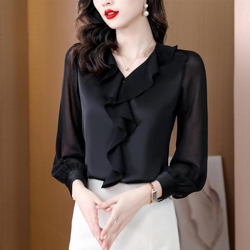 Women' Blouses Women Long Sleeve Shirt Black White Ruffles Chiffon Blouse Elegant Office Lady Work Wear Formal Tops Female Casual Basic
Women' Blouses Women Long Sleeve Shirt Black White Ruffles Chiffon Blouse Elegant Office Lady Work Wear Formal Tops Female Casual Basic