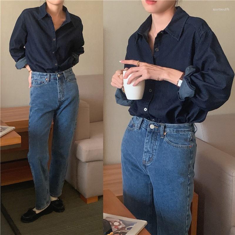 Women's Blouses 2023 Arrival Spring Korean Style Women Loose Turn-down Collar Cotton Denim Blouse Long Seeve Single Breasted Shirts V203, Blue
Women's Blouses 2023 Arrival Spring Korean Style Women Loose Turn-down Collar Cotton Denim Blouse Long Seeve Single Breasted Shirts V203, Blue