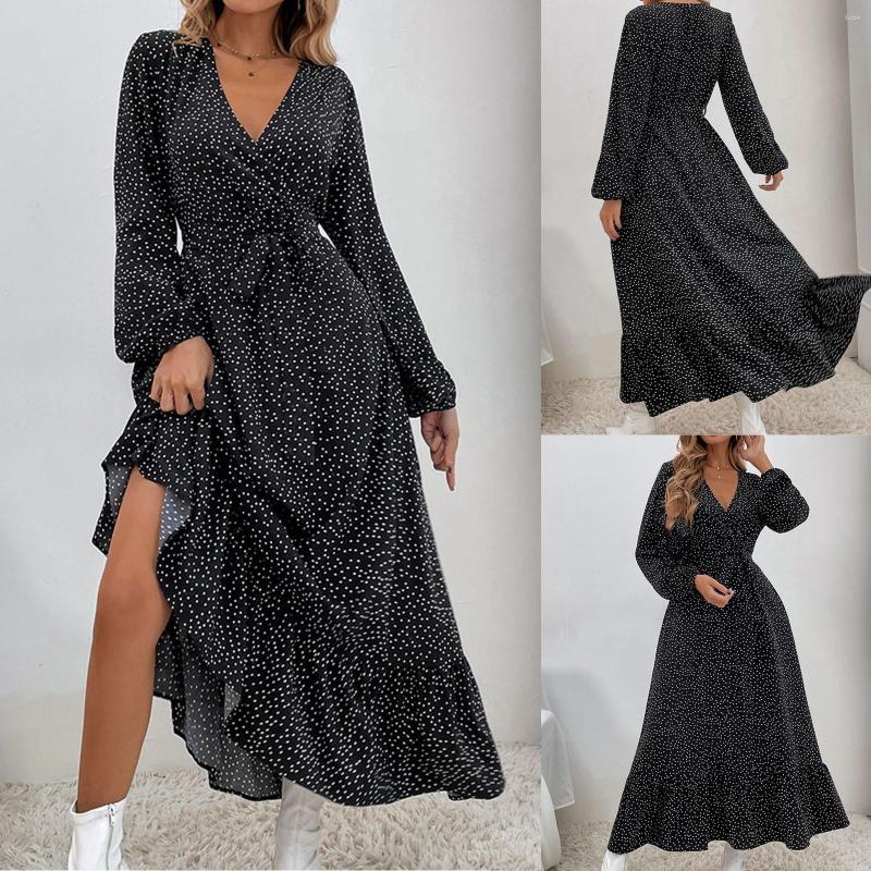 Casual Dresses Autumn Women Polka Dot Long Sleeve Maxi Dress Boho Ladies Sexy V Neck Slim Fashion Vestido De Festa L3, Black
Casual Dresses Autumn Women Polka Dot Long Sleeve Maxi Dress Boho Ladies Sexy V Neck Slim Fashion Vestido De Festa L3, Black
