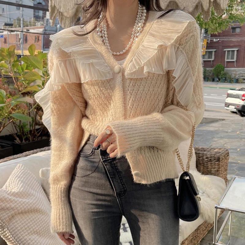 Women's Knits Alien Kitty Apricot Women Coats Ruffles Chic Sweet Winter Slim Knitted Cardigans Loose Gentle Office Lady Streetwear Sweaters
Women's Knits Alien Kitty Apricot Women Coats Ruffles Chic Sweet Winter Slim Knitted Cardigans Loose Gentle Office Lady Streetwear Sweaters