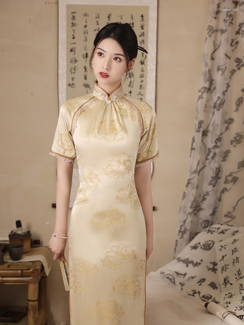Ethnic Clothing Summer Long Dress Floral Print Cheongsam Elegant Improved Vintage Chinese Style High Split Qipao
Ethnic Clothing Summer Long Dress Floral Print Cheongsam Elegant Improved Vintage Chinese Style High Split Qipao