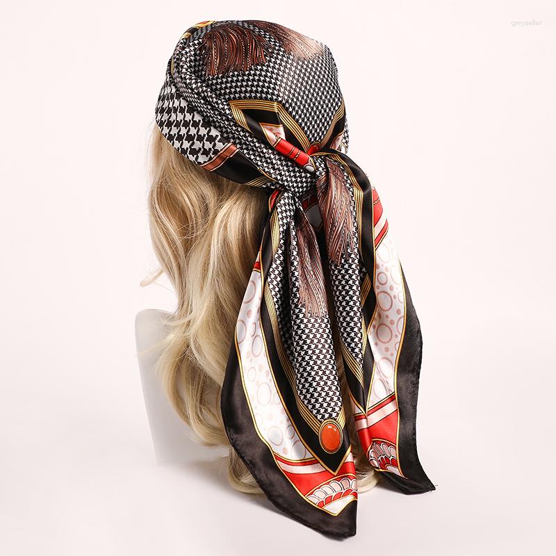 Scarves 90cm Silk Satin Hair Square Scarf Women Fashion Houndstooth Neckerchief Hijab Female Spring Headband Shawl Wraps Bandana
Scarves 90cm Silk Satin Hair Square Scarf Women Fashion Houndstooth Neckerchief Hijab Female Spring Headband Shawl Wraps Bandana