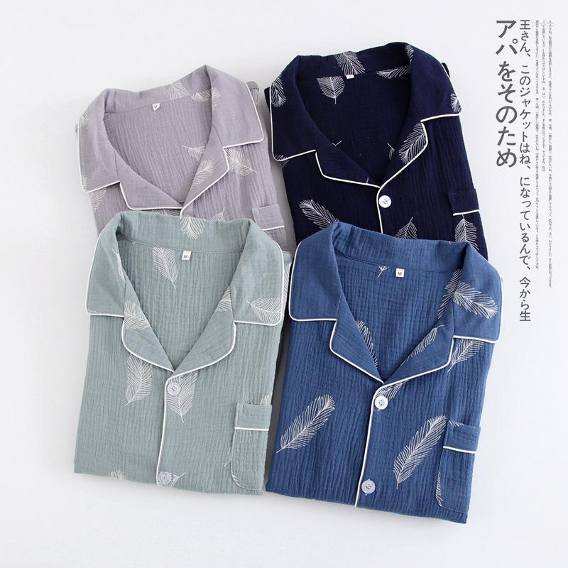 Men's Sleepwear Autumn Men's Crepe Cotton Gauze Suit Long Sleeves Trousers Mens Pajama Set Men Cartoon Nightwear 2 Piece, Blue
Men's Sleepwear Autumn Men's Crepe Cotton Gauze Suit Long Sleeves Trousers Mens Pajama Set Men Cartoon Nightwear 2 Piece, Blue