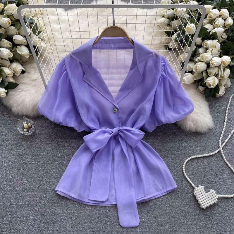 Women's Blouses Ladies Summer Vintage Suit Collar Chiffon Sunscreen Shirt Women's Puff Short Sleeve Mesh Sexy Perspective 5 Colors Tops, Blue
Women's Blouses Ladies Summer Vintage Suit Collar Chiffon Sunscreen Shirt Women's Puff Short Sleeve Mesh Sexy Perspective 5 Colors Tops, Blue