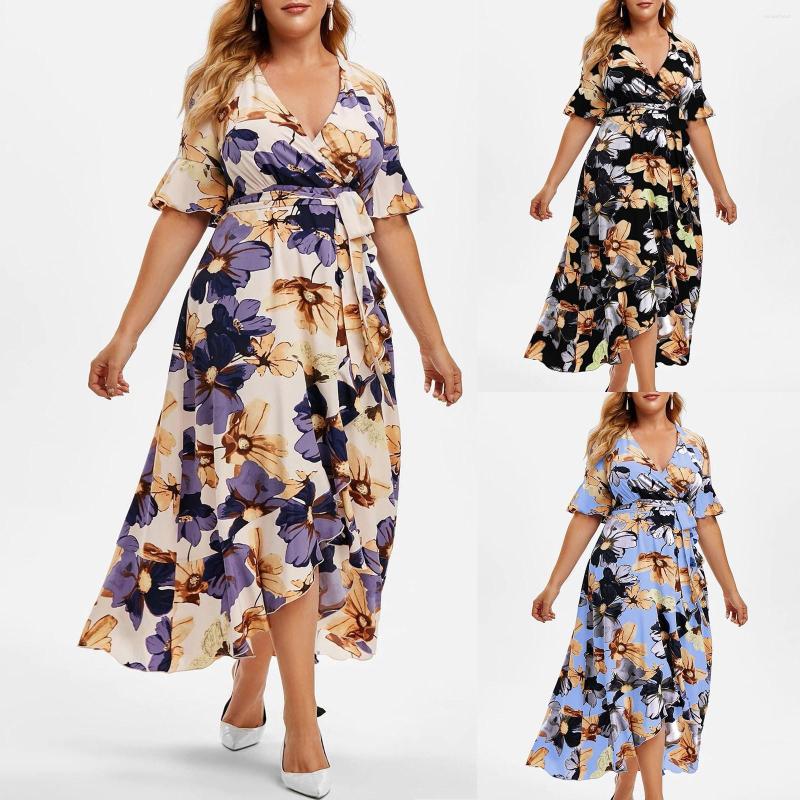 Party Dresses Women Plus Size Summer Dress Casual Bohemain Floral Print Short Sleeve V- Neck Ruffle Irregular Retro Beach, Blue
Party Dresses Women Plus Size Summer Dress Casual Bohemain Floral Print Short Sleeve V- Neck Ruffle Irregular Retro Beach, Blue