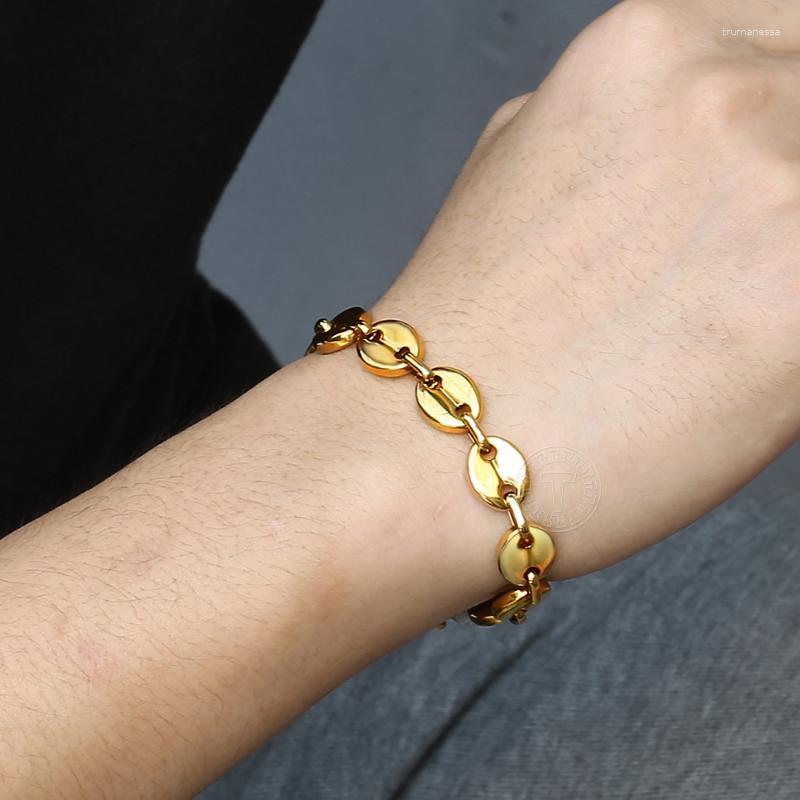 Link Bracelets Chain Davieslee 7/9/11mm Coffee Beans Bracelet For Men Women Stainless Steel Gold Silver Color Fashion Jewelry Gift
Link Bracelets Chain Davieslee 7/9/11mm Coffee Beans Bracelet For Men Women Stainless Steel Gold Silver Color Fashion Jewelry Gift