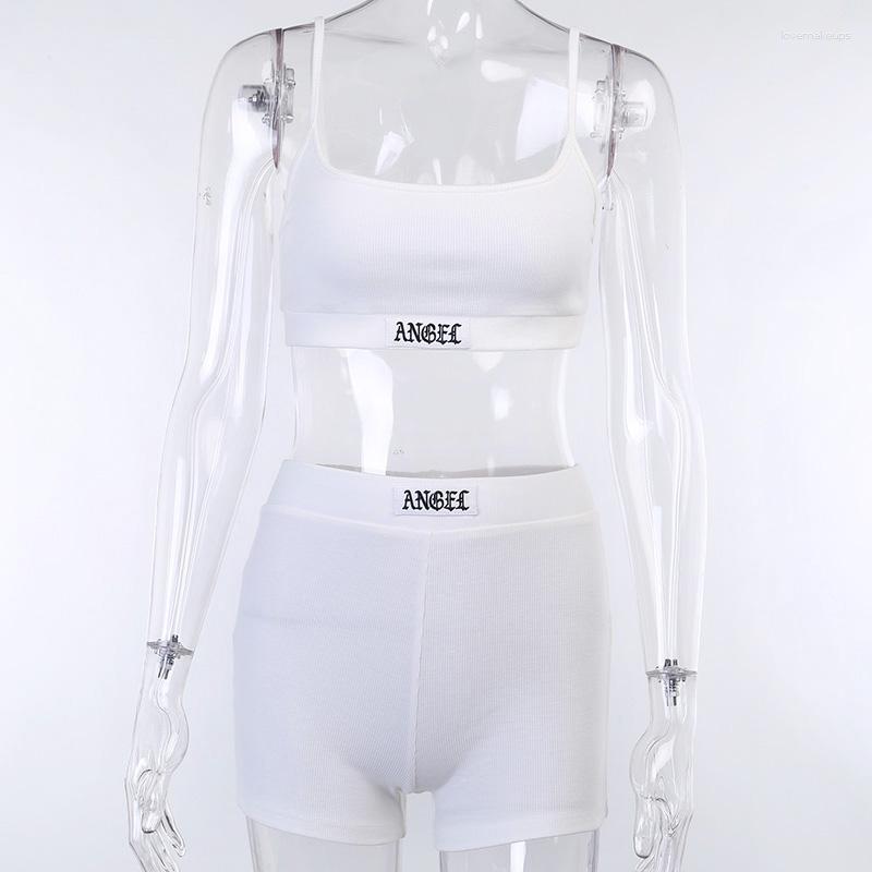 Women' Tracksuits 2023 Gyms Two Piece Set Mini Crop Top Camisole Sporty Biker Shorts Women Tracksuit Gothic Angel Letter Embroidery, Black
Women' Tracksuits 2023 Gyms Two Piece Set Mini Crop Top Camisole Sporty Biker Shorts Women Tracksuit Gothic Angel Letter Embroidery, Black