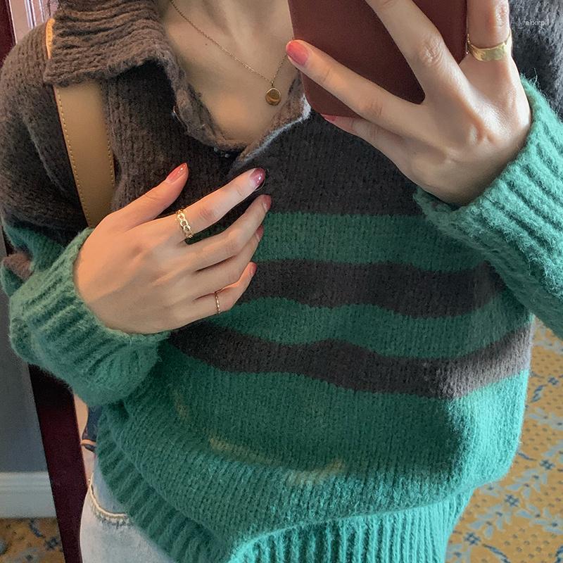 Women's Sweaters Autumn 2023 Vintage Striped Sweater Women Fashion Color Block Kintted Pullovers Female Loose Turn-Down Collar Jumpers Mujer, Green
Women's Sweaters Autumn 2023 Vintage Striped Sweater Women Fashion Color Block Kintted Pullovers Female Loose Turn-Down Collar Jumpers Mujer, Green