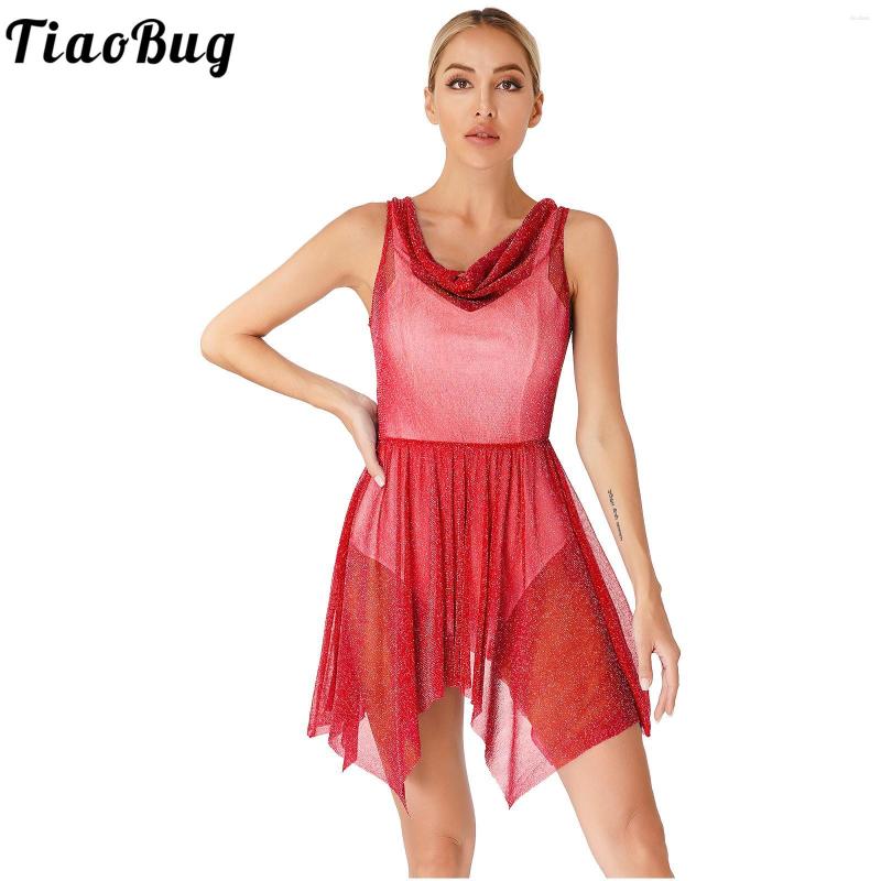 Stage Wear Womens Sleeveless Glittery Mesh See Through Lyrical Contemporary Dance Costume Shimmer Asymmetrical Ballet Leotard Tutu Dress, Silver
Stage Wear Womens Sleeveless Glittery Mesh See Through Lyrical Contemporary Dance Costume Shimmer Asymmetrical Ballet Leotard Tutu Dress, Silver