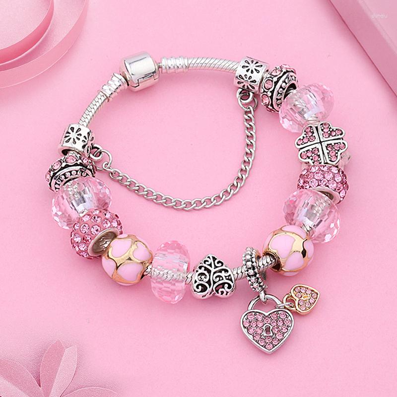Charm Bracelets 2023 Romantic Pink Crystal Bracelet Silver Color Heart Plant Bead Casual Jewelry
Charm Bracelets 2023 Romantic Pink Crystal Bracelet Silver Color Heart Plant Bead Casual Jewelry