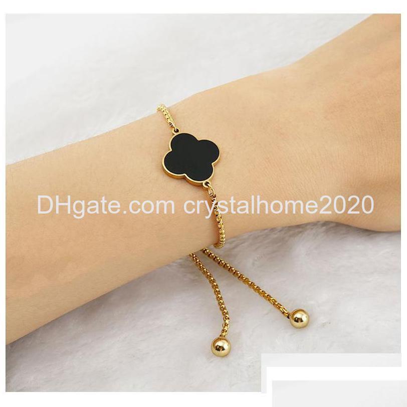 Charm Bracelets Luxury White Black Clover Bracelet Titanium Steel Jewelry For Gift Drop Delivery Otofk Dh8Lr
Charm Bracelets Luxury White Black Clover Bracelet Titanium Steel Jewelry For Gift Drop Delivery Otofk Dh8Lr