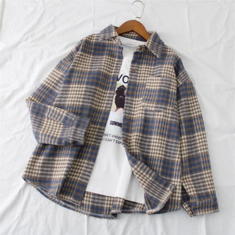 Women' Blouses Blouse Women Shirt Retro Winter Loose Woolen Coat Women' Long-Sleeved Plaid Blusas Ropa De Mujer, Brown
Women' Blouses Blouse Women Shirt Retro Winter Loose Woolen Coat Women' Long-Sleeved Plaid Blusas Ropa De Mujer, Brown