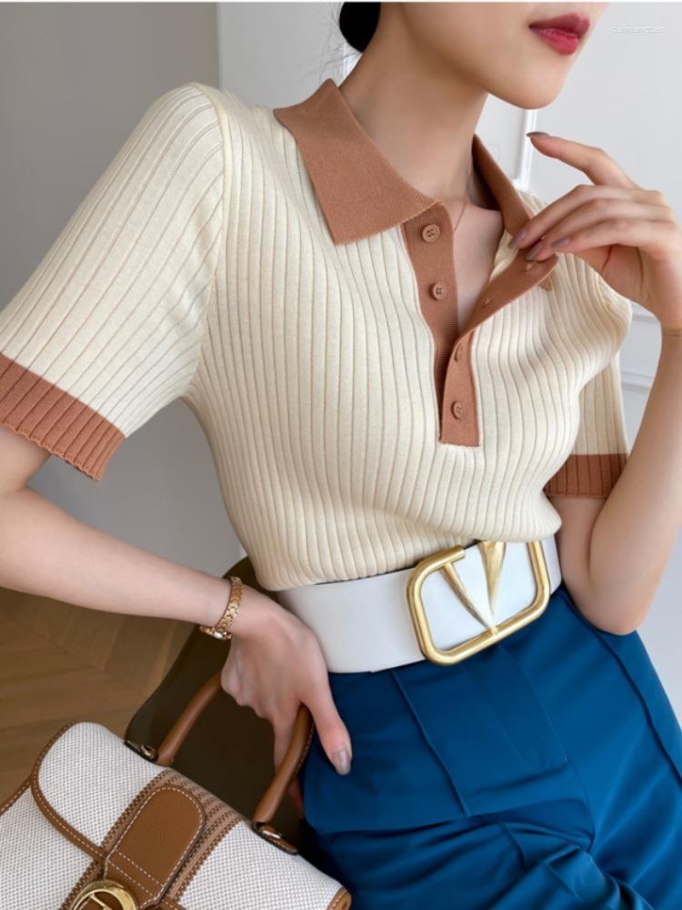 Women's T Shirts Women's T-shirt Slim Knitted Fashion Woman Blouse 2023 Summer Short Sleeved Tops Korean Polo Neck T-shirts For Women, Black
Women's T Shirts Women's T-shirt Slim Knitted Fashion Woman Blouse 2023 Summer Short Sleeved Tops Korean Polo Neck T-shirts For Women, Black