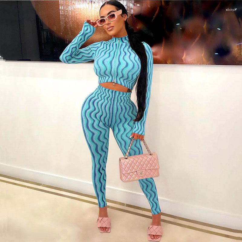 Women' Two Piece Pants Casual Wave Striped Set Women Long Sleeve Zipper Crop Top And Pant Sets Fashion Streetwear Matching Jogging Suits, Blue
Women' Two Piece Pants Casual Wave Striped Set Women Long Sleeve Zipper Crop Top And Pant Sets Fashion Streetwear Matching Jogging Suits, Blue