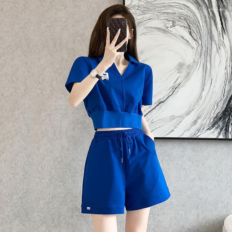 Women' Tracksuits Summer Womens Suit Korean Ins Tide Short-sleeved T-shirt Shorts Two Piece Set Students Loose Sports Leisure Suits 2023, Blue
Women' Tracksuits Summer Womens Suit Korean Ins Tide Short-sleeved T-shirt Shorts Two Piece Set Students Loose Sports Leisure Suits 2023, Blue