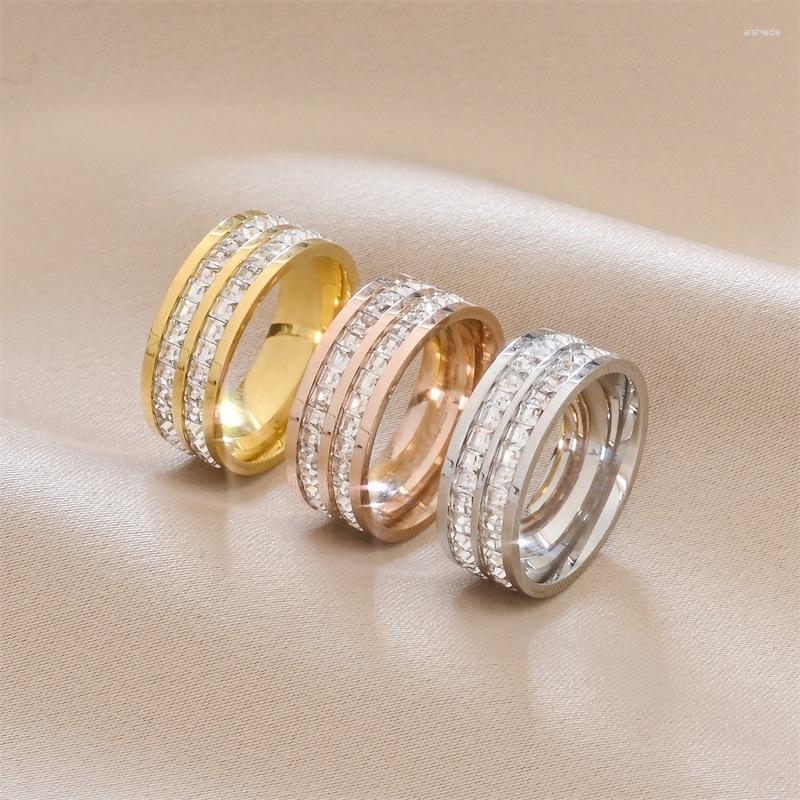 Wedding Rings Stainless Steel For Men Women Double Layer Gold Plated/Rose Color Out Zirconia Engagement Couples Gift Jewerly
Wedding Rings Stainless Steel For Men Women Double Layer Gold Plated/Rose Color Out Zirconia Engagement Couples Gift Jewerly