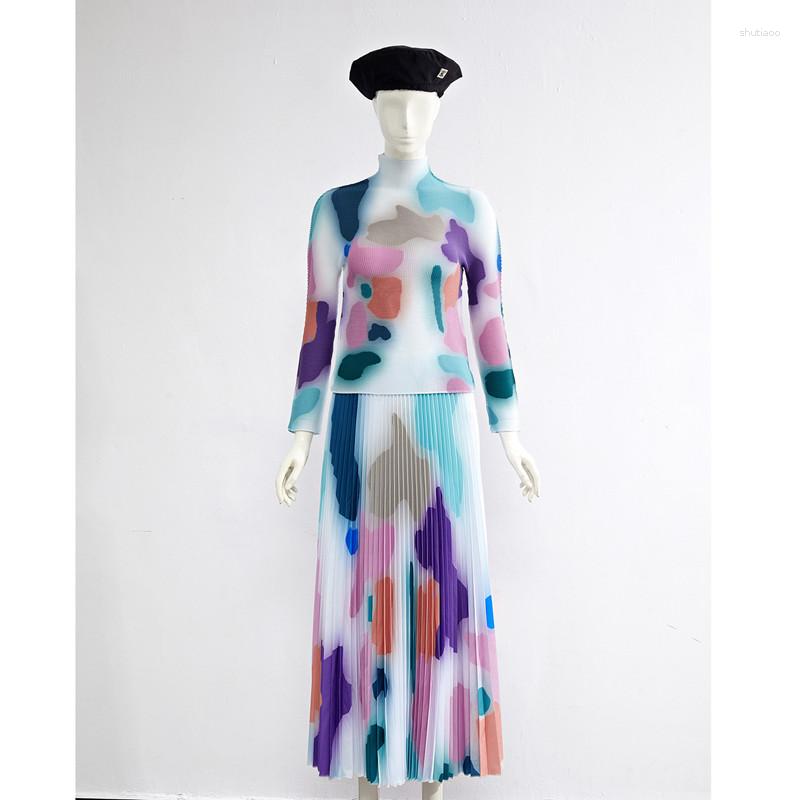 Work Dresses Womens Two Peice Sets Autumn Fashion Printed Stretch Slimming Miyake Pleated Turtleneck Top Elastic Waist Long Skirt Suits, Green top skirt
Work Dresses Womens Two Peice Sets Autumn Fashion Printed Stretch Slimming Miyake Pleated Turtleneck Top Elastic Waist Long Skirt Suits, Green top skirt