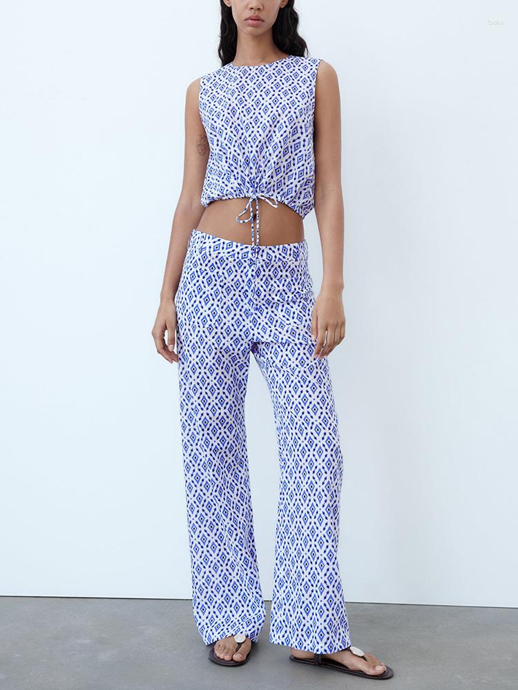 Women's Two Piece Pants Tie Hem Crop Top And Straight Leg Trousers In Matching Set For Women Streetwear Fashion Geometric Print Sets
Women's Two Piece Pants Tie Hem Crop Top And Straight Leg Trousers In Matching Set For Women Streetwear Fashion Geometric Print Sets