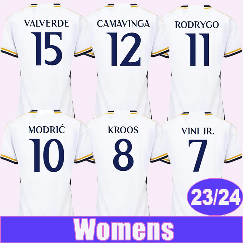 2023 24 BELLINGHAM MODRIC VINI JR. Womens Soccer Jerseys CAMAVINGA TCHOUAMENI CAMAVINGA VALVERDE KROOS ALABA RODRYGO Home White Football Shirts, Nv13777 23 24 home no patch
2023 24 BELLINGHAM MODRIC VINI JR. Womens Soccer Jerseys CAMAVINGA TCHOUAMENI CAMAVINGA VALVERDE KROOS ALABA RODRYGO Home White Football Shirts, Nv13777 23 24 home no patch