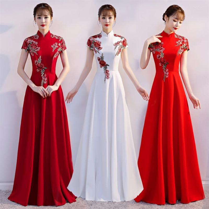 Ethnic Clothing Elegant Long Cheongsam Short Sleeve Dress Mandarin Collar Embroidery Slim Flormal Party Gown Evening Dresses
Ethnic Clothing Elegant Long Cheongsam Short Sleeve Dress Mandarin Collar Embroidery Slim Flormal Party Gown Evening Dresses