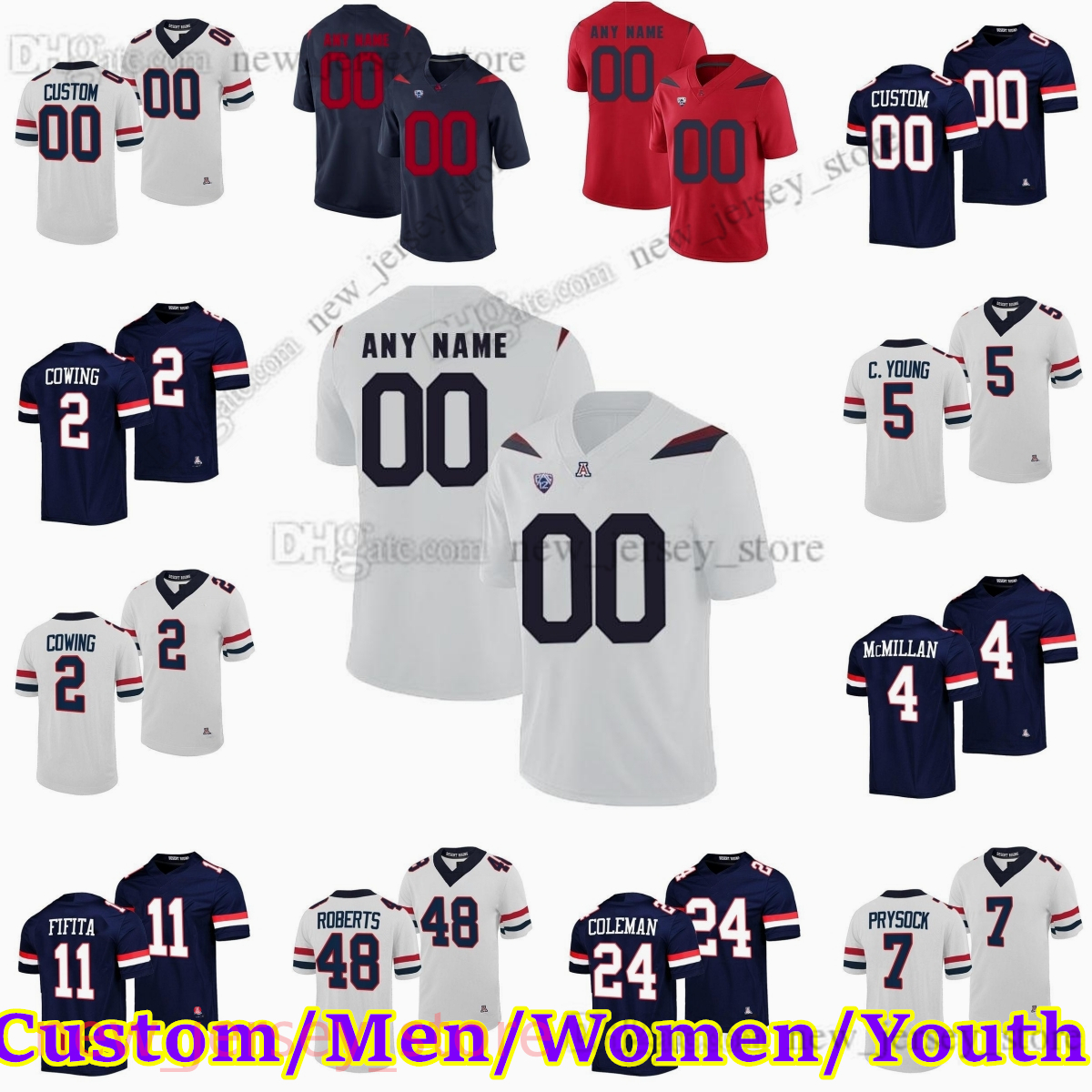 Custom NCAA Arizona Wildcats Football Stitched Jerseys 3 McCloud 6 Michael Wiley 5 Dorian Singer Tanner McLachlan Ephesians Prysock Christian Young Men Women Youth, Other jerseys. contact seller
Custom NCAA Arizona Wildcats Football Stitched Jerseys 3 McCloud 6 Michael Wiley 5 Dorian Singer Tanner McLachlan Ephesians Prysock Christian Young Men Women Youth, Other jerseys. contact seller