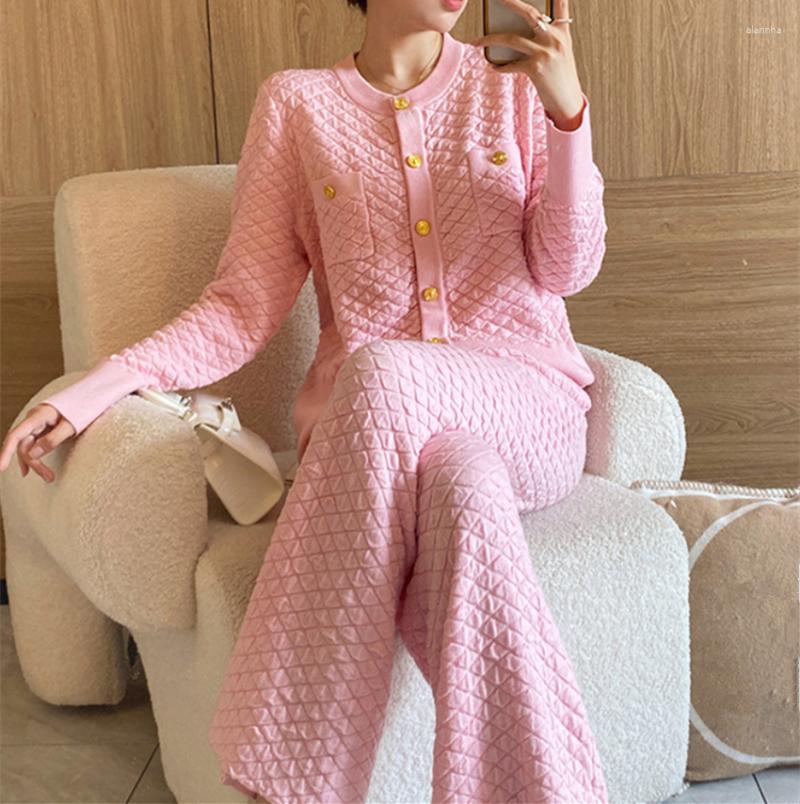 Women's Two Piece Pants Fashion Autumn Winter Pink Knitted Sweater Set Women's Single Breasted Long Sleeve Cardigan Wide Leg Suits, Black
Women's Two Piece Pants Fashion Autumn Winter Pink Knitted Sweater Set Women's Single Breasted Long Sleeve Cardigan Wide Leg Suits, Black