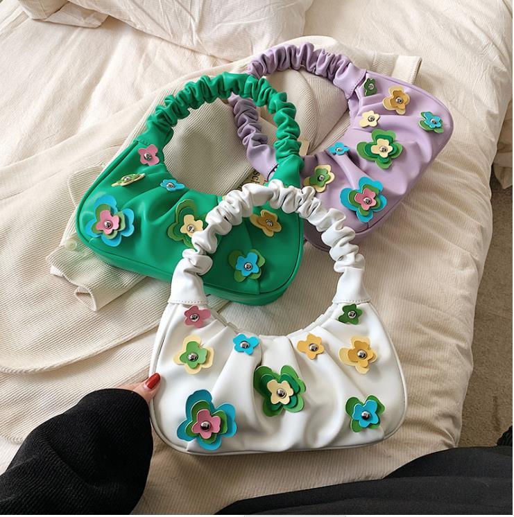 Women's Bag 2023 Spring/Summer New Fold Cloud Bag Flower One Shoulder Handbag Y10642, Green
Women's Bag 2023 Spring/Summer New Fold Cloud Bag Flower One Shoulder Handbag Y10642, Green