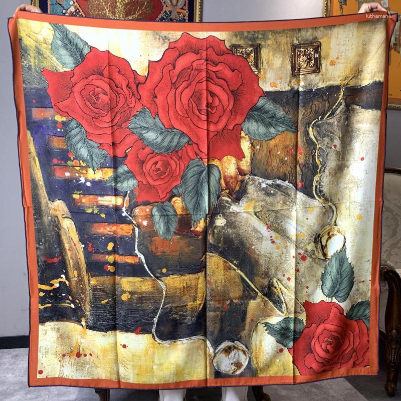 Scarves High-end Elegant Women's Exquisite Encounter Double-sided Printed Quality Silk Wool Hand-rolled Edge Large Square Scarf Shawls
Scarves High-end Elegant Women's Exquisite Encounter Double-sided Printed Quality Silk Wool Hand-rolled Edge Large Square Scarf Shawls