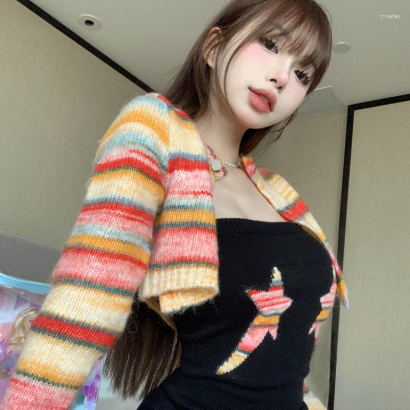 Women's Knits 2023 Winter For Women Korean Style Retro Rainbow Stripe Warm Soft Cashmere Sweater Cardigan Long-sleeved Knit Jacket Tops, Dress
Women's Knits 2023 Winter For Women Korean Style Retro Rainbow Stripe Warm Soft Cashmere Sweater Cardigan Long-sleeved Knit Jacket Tops, Dress