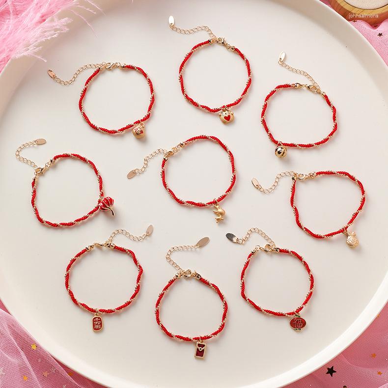 Link Bracelets XiaoboACC Ethnic Style Fashion Weaving Red Rope Bracelet For Women Chinese Bell Lanterns Bangles Jewelry
Link Bracelets XiaoboACC Ethnic Style Fashion Weaving Red Rope Bracelet For Women Chinese Bell Lanterns Bangles Jewelry