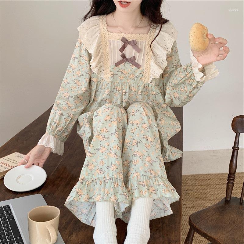 Women's Sleepwear Sweet Cotton Little Flower Pajamas Lace Set Wear Long Sleeve Flying Pants Princess Style
Women's Sleepwear Sweet Cotton Little Flower Pajamas Lace Set Wear Long Sleeve Flying Pants Princess Style