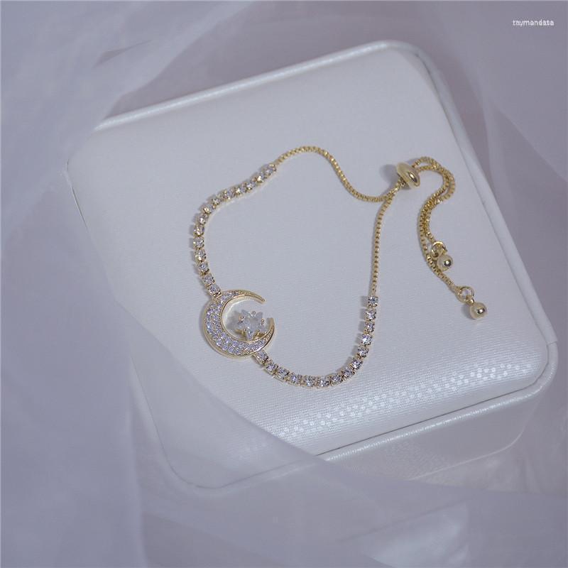 Link Bracelets Chain Korean Luxury Crystal Moon Star Cubic Zirconia Pendant Bracelet Women Feminia Shiny Rhinestone Bangle JewelryLink
Link Bracelets Chain Korean Luxury Crystal Moon Star Cubic Zirconia Pendant Bracelet Women Feminia Shiny Rhinestone Bangle JewelryLink