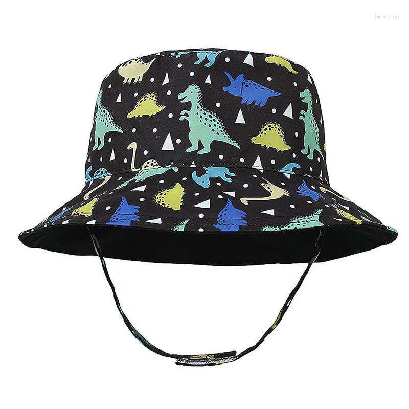 Berets Bucket Hat Boy Summer Beach Sun Protection Dinosaur Pattern Big Brim With String Breathable Holiday Accessory For Baby, Black
Berets Bucket Hat Boy Summer Beach Sun Protection Dinosaur Pattern Big Brim With String Breathable Holiday Accessory For Baby, Black
